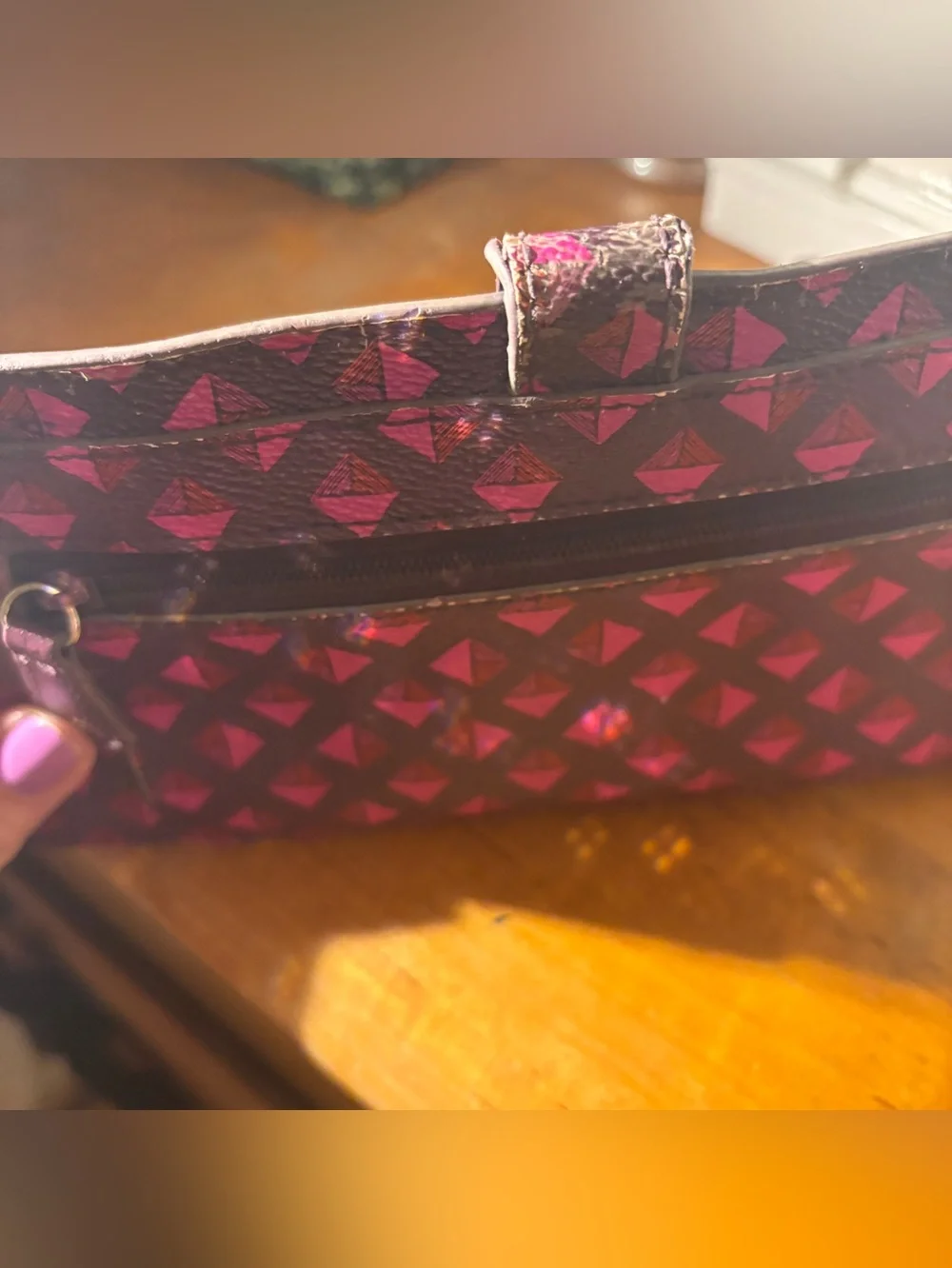 Vera Bradley Pink Geometric Snap Wallet - Preloved, Fair Condition